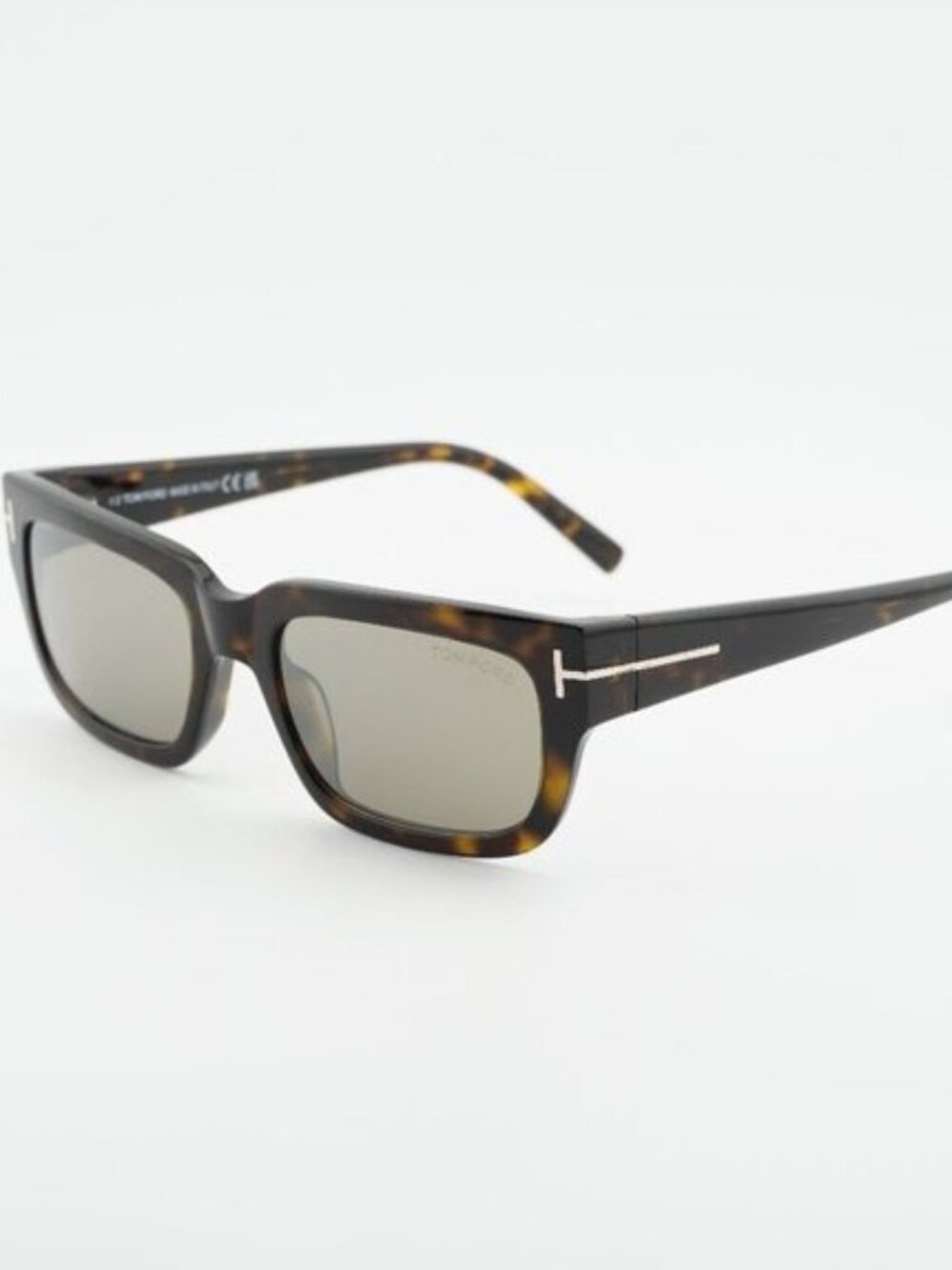 Tom Ford Ezra FT1075 52L Sunglasses Havana Rectangle Frame, Roviex Lenses